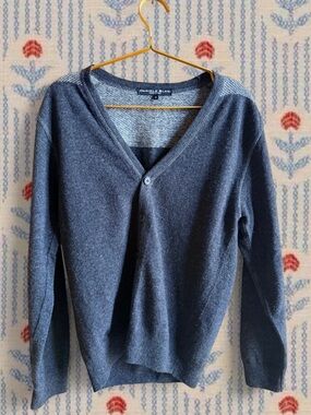 Daniel Blasi Men's Charcoal wool  V-Neck Button Cardigan